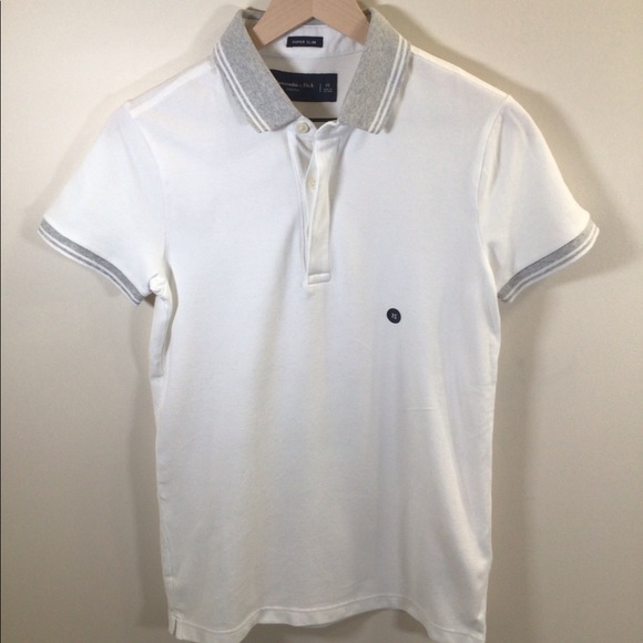Abercrombie & Fitch Tipped Polo White Gray XS - Picture 1 of 6